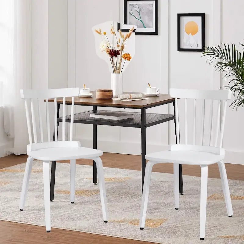 Chaises de salle à manger Windsor à dossier à fuseaux en bois massif, ensemble de 2 - 17,44 (L) x 19,7 (P) x 33,1 (H)