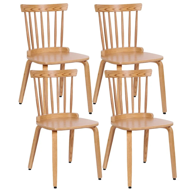 Chaises de salle à manger Windsor à dossier à fuseaux en bois massif, ensemble de 2 - 17,44 (L) x 19,7 (P) x 33,1 (H)