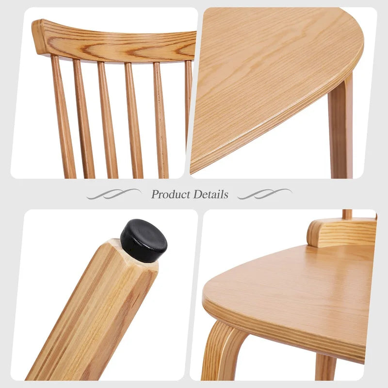 Chaises de salle à manger Windsor à dossier à fuseaux en bois massif, ensemble de 2 - 17,44 (L) x 19,7 (P) x 33,1 (H)