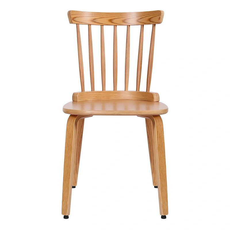 Chaises de salle à manger Windsor à dossier à fuseaux en bois massif, ensemble de 2 - 17,44 (L) x 19,7 (P) x 33,1 (H)