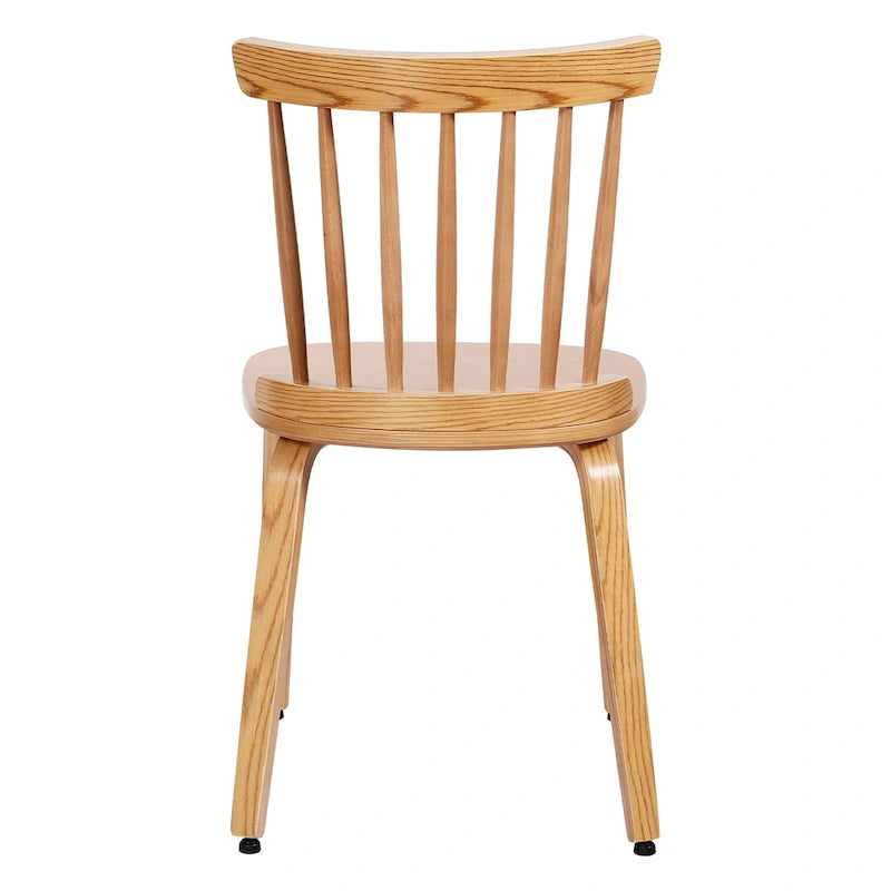 Chaises de salle à manger Windsor à dossier à fuseaux en bois massif, ensemble de 2 - 17,44 (L) x 19,7 (P) x 33,1 (H)