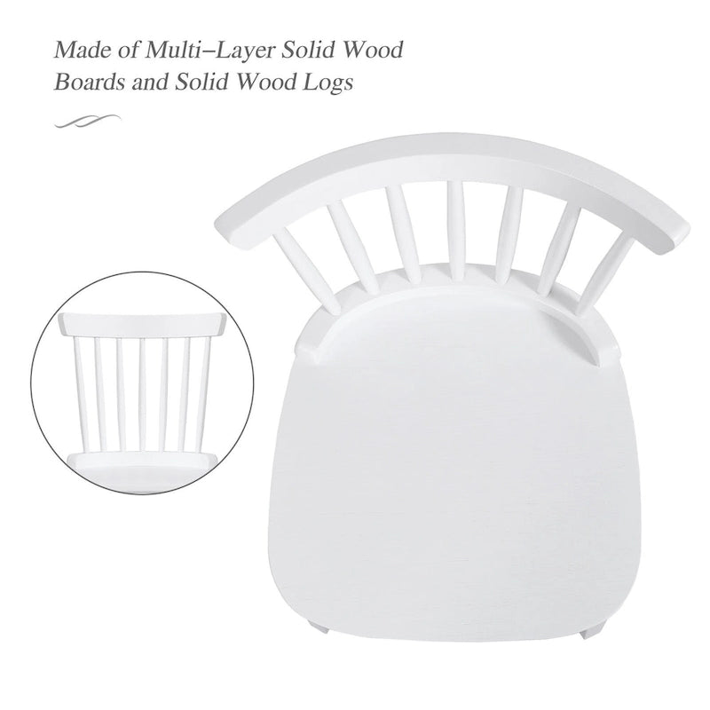 Chaises de salle à manger Windsor à dossier à fuseaux en bois massif, ensemble de 2 - 17,44 (L) x 19,7 (P) x 33,1 (H)