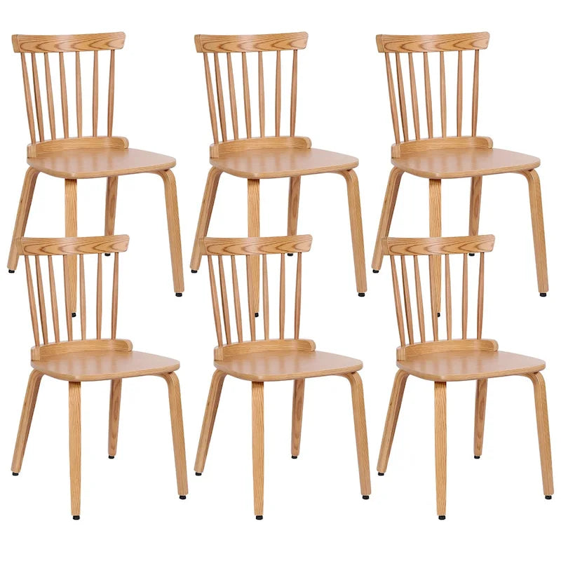 Chaises de salle à manger Windsor à dossier à fuseaux en bois massif, ensemble de 2 - 17,44 (L) x 19,7 (P) x 33,1 (H)