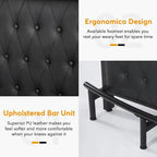 Meuble bar avec comptoir et étagère de rangement rembourrée à l'avant, repose-pieds en métal pour la maison ou le sous-sol.