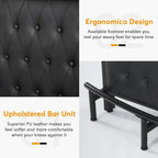 Meuble bar avec comptoir et étagère de rangement rembourrée à l'avant, repose-pieds en métal pour la maison ou le sous-sol.