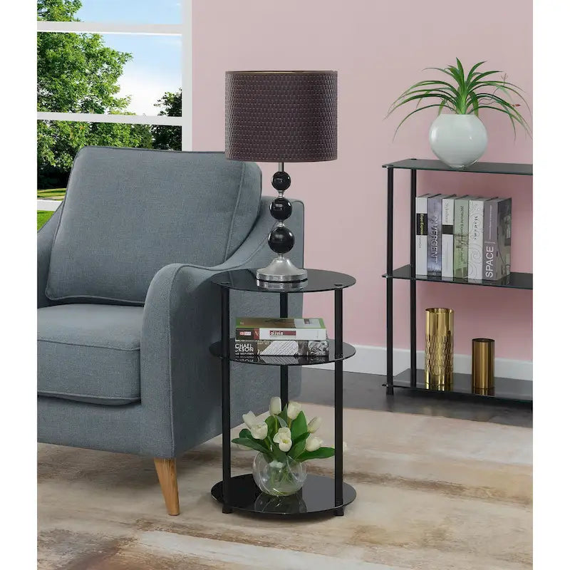 Table ronde classique en verre à 3 niveaux Designs2Go de Convenience Concepts