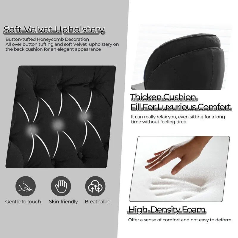 Fauteuil pivotant en velours avec repose-pieds, ensemble fauteuil de lecture rond, pivotant à 360°, structure en métal