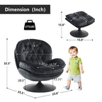 Fauteuil pivotant en velours avec repose-pieds, ensemble fauteuil de lecture rond, pivotant à 360°, structure en métal