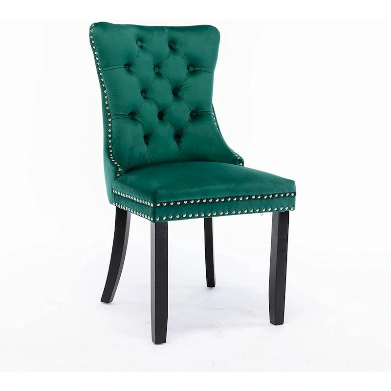 Ensemble de 2 chaises de salle à manger, fauteuil d'appoint capitonné sans accoudoirs avec anneau de dossier et garniture cloutée