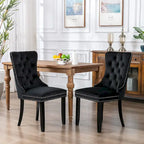 Ensemble de 2 chaises de salle à manger, fauteuil d'appoint capitonné sans accoudoirs avec anneau de dossier et garniture cloutée