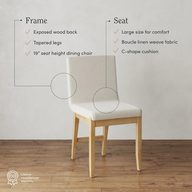 Chaise de salle à manger moderne Gracie, chaise de salle à manger d'appoint rembourrée