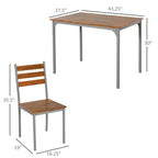 Ensemble de salle à manger moderne HOMCOM 5 pièces en bois : 1 table et 4 chaises avec pieds en métal.