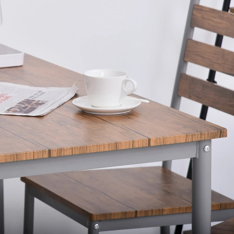 Ensemble de salle à manger moderne HOMCOM 5 pièces en bois : 1 table et 4 chaises avec pieds en métal.