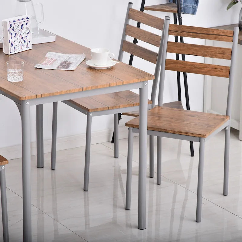 Ensemble de salle à manger moderne HOMCOM 5 pièces en bois : 1 table et 4 chaises avec pieds en métal.