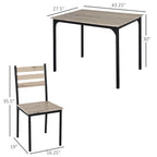 Ensemble de salle à manger moderne HOMCOM 5 pièces en bois : 1 table et 4 chaises avec pieds en métal.