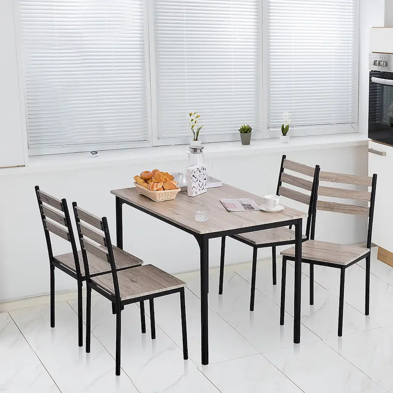 Ensemble de salle à manger moderne HOMCOM 5 pièces en bois : 1 table et 4 chaises avec pieds en métal.