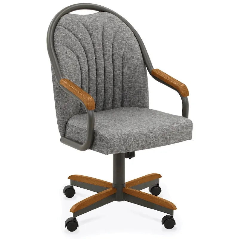 Chaises de salle à manger à roulettes Chromcraft Douglas, finition châtaigne et grise (lot de 2)