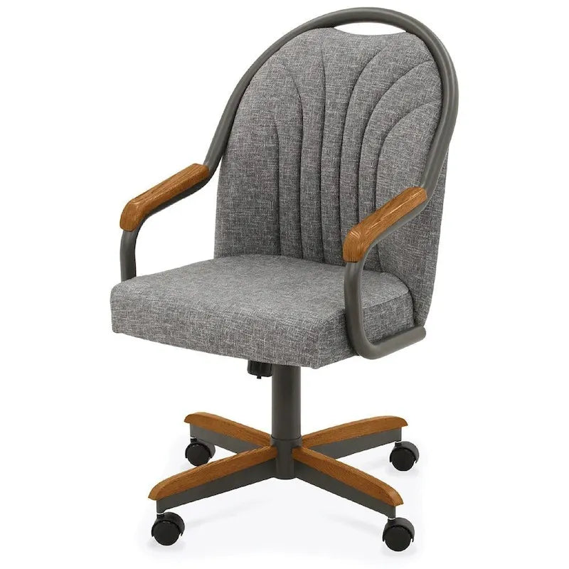 Chaises de salle à manger à roulettes Chromcraft Douglas, finition châtaigne et grise (lot de 2)