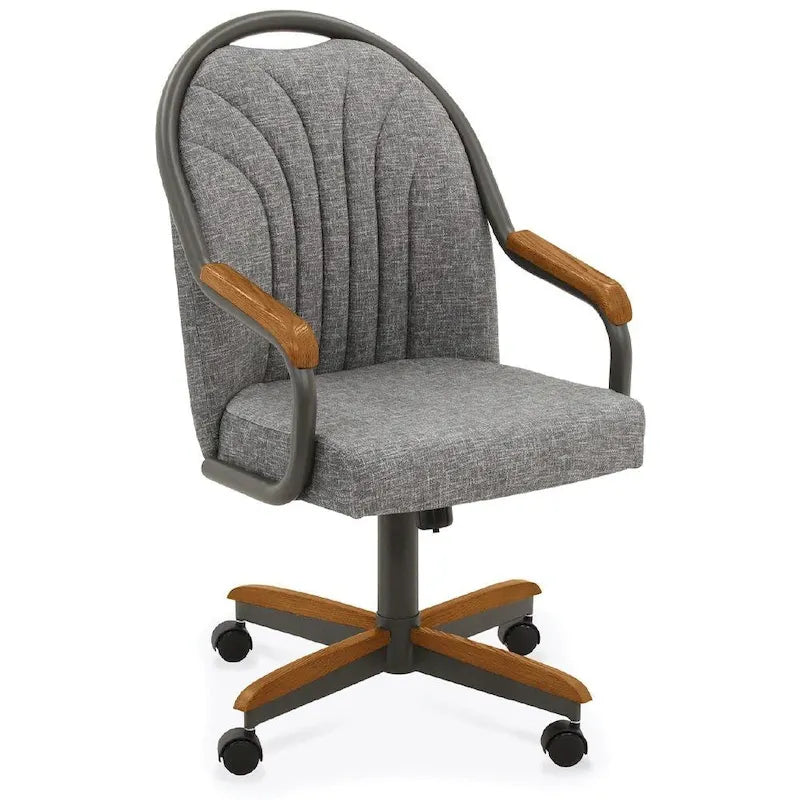 Chaises de salle à manger à roulettes Chromcraft Douglas, finition châtaigne et grise (lot de 2)