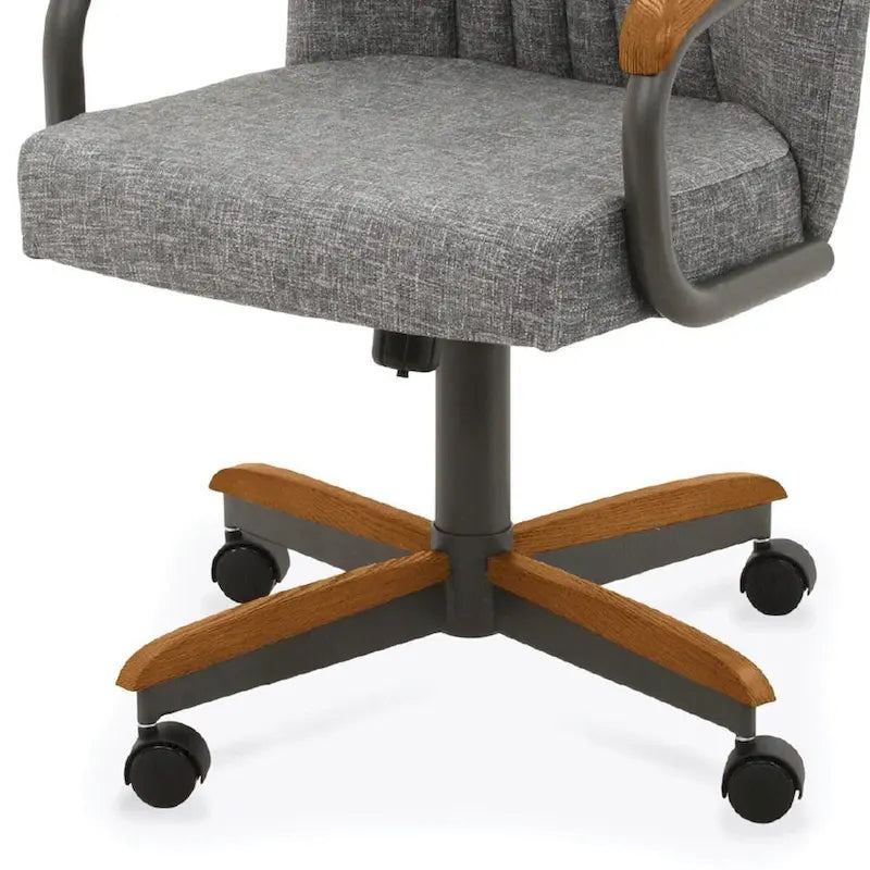 Chaises de salle à manger à roulettes Chromcraft Douglas, finition châtaigne et grise (lot de 2)