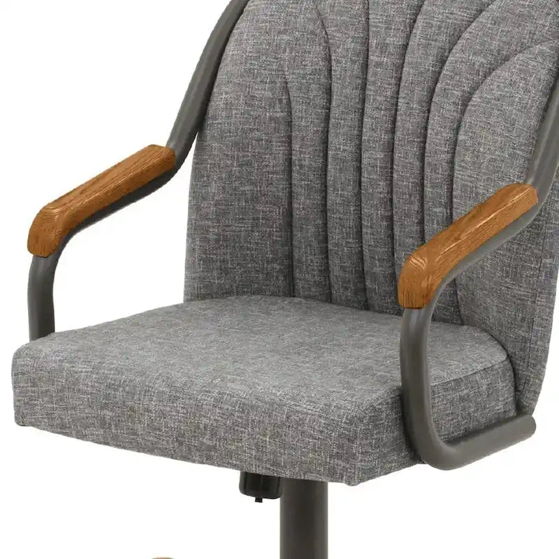 Chaises de salle à manger à roulettes Chromcraft Douglas, finition châtaigne et grise (lot de 2)