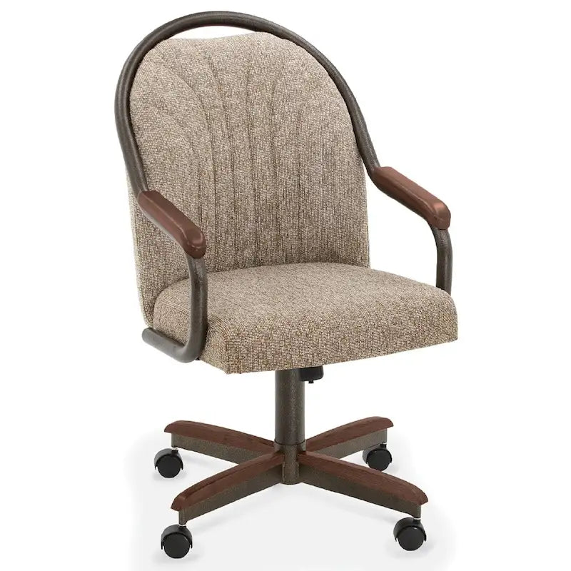 Chaises de salle à manger à roulettes Chromcraft Douglas, finition châtaigne et grise (lot de 2)