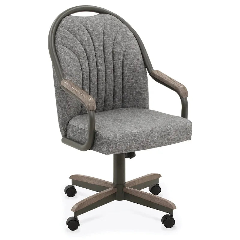 Chaises de salle à manger à roulettes Chromcraft Douglas, finition châtaigne et grise (lot de 2)