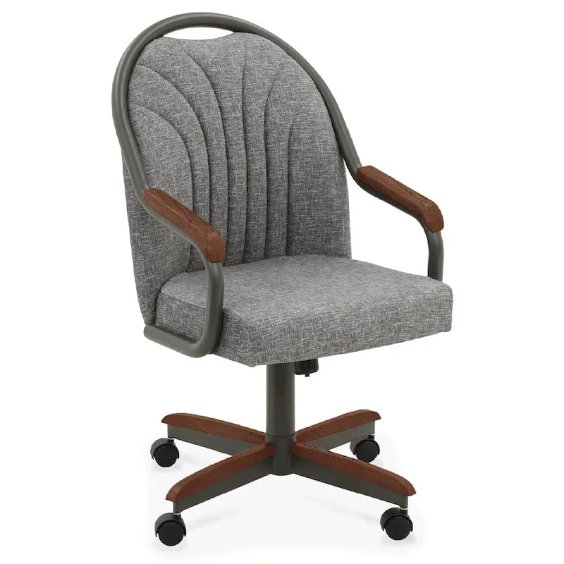 Chaises de salle à manger à roulettes Chromcraft Douglas, finition châtaigne et grise (lot de 2)