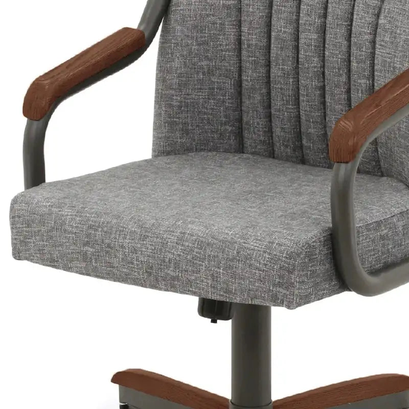 Chaises de salle à manger à roulettes Chromcraft Douglas, finition châtaigne et grise (lot de 2)