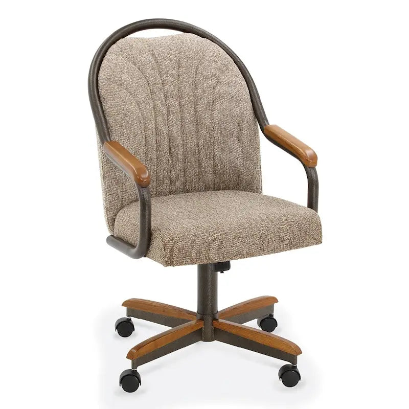 Chaises de salle à manger à roulettes Chromcraft Douglas, finition châtaigne et grise (lot de 2)