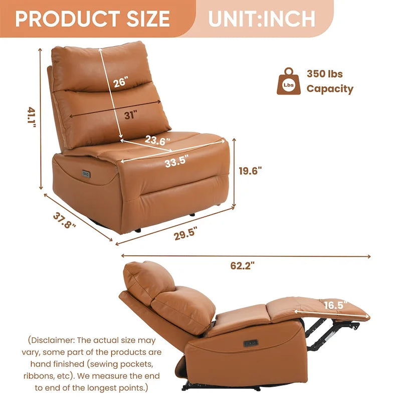 Fauteuil inclinable électrique en cuir véritable, canapé inclinable, canapé minimaliste