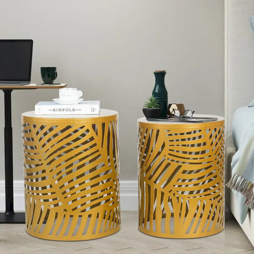 Ensemble de 2 tables d'appoint gigognes rondes Adeco - Lot de 2