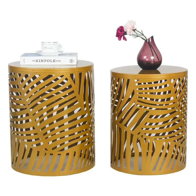 Ensemble de 2 tables d'appoint gigognes rondes Adeco - Lot de 2