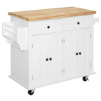Chariot de cuisine roulant HOMCOM avec plateau en bois d'hévéa, étagère à épices, porte-serviettes et tiroirs pour salle à manger