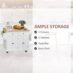 Chariot de cuisine roulant HOMCOM avec plateau en bois d'hévéa, étagère à épices, porte-serviettes et tiroirs pour salle à manger