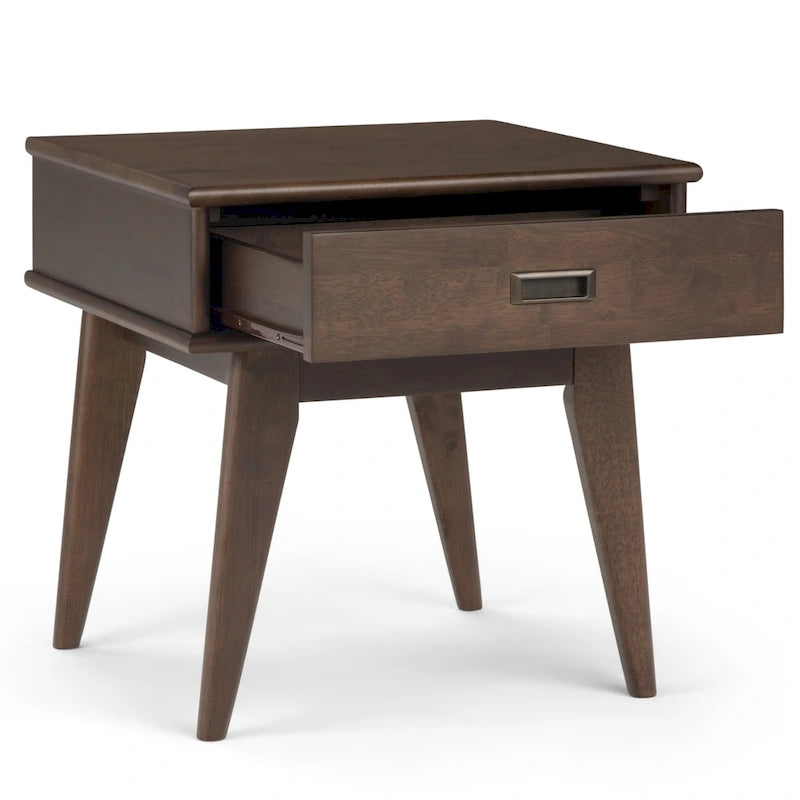 Table d'appoint rectangulaire WYNDENHALL Tierney en bois massif, style moderne du milieu du siècle, 56 cm de large - 56 cm L x 51 cm P x 56 cm H