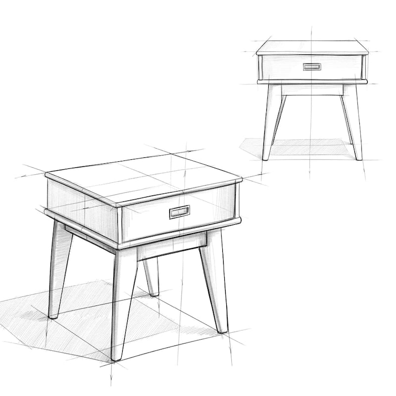 Table d'appoint rectangulaire WYNDENHALL Tierney en bois massif, style moderne du milieu du siècle, 56 cm de large - 56 cm L x 51 cm P x 56 cm H