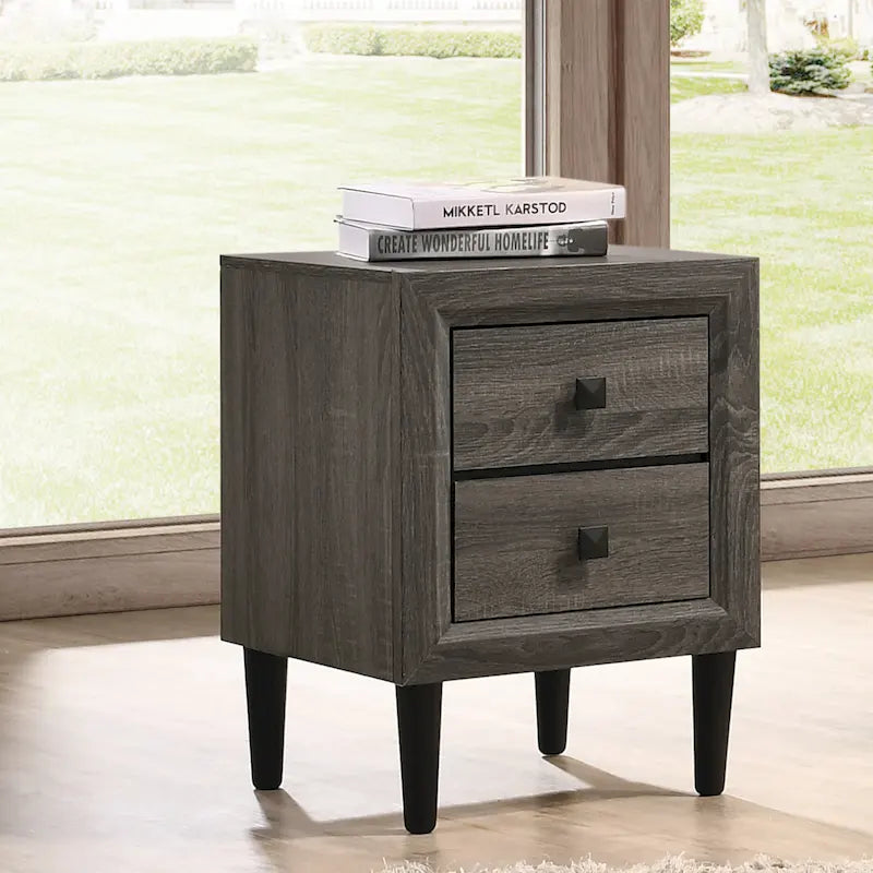 Table de chevet contemporaine en bois à 2 tiroirs Kaalaslupa par Carson Carrington
