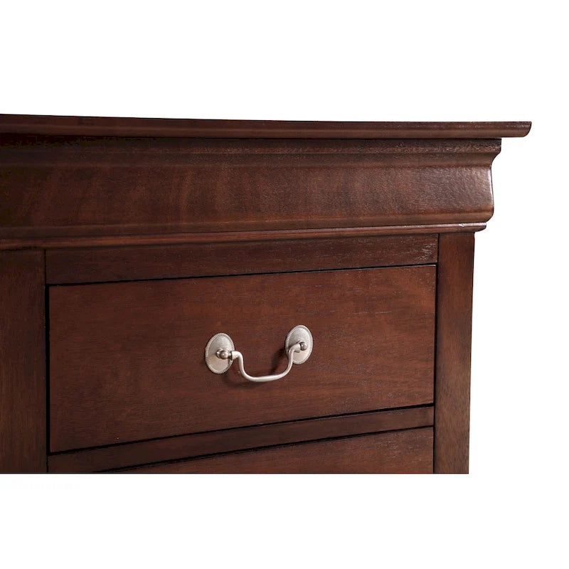 Table de chevet en bois à 2 tiroirs Louis Philippe