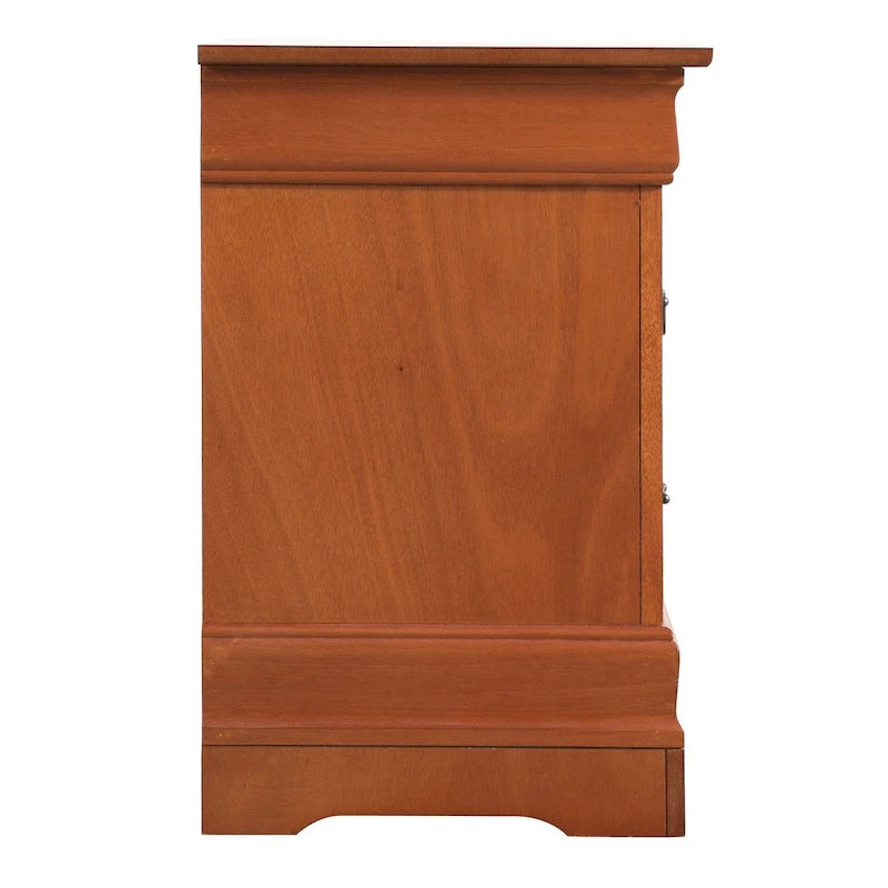 Table de chevet en bois à 2 tiroirs Louis Philippe