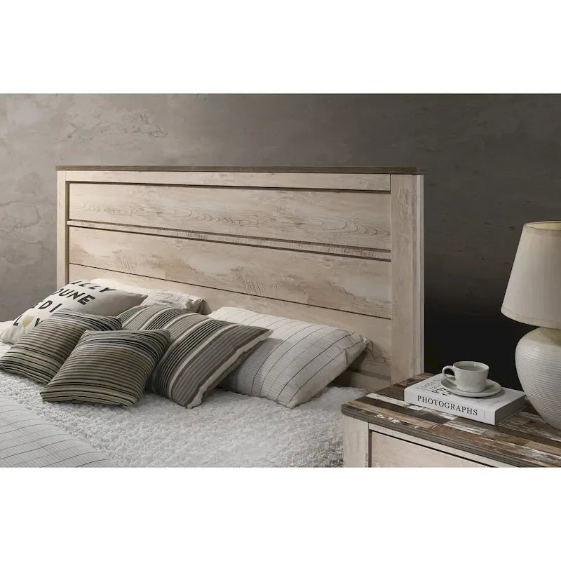 Ensemble de chambre à coucher 3 pièces Roundhill Furniture Imerland, finition blanc délavé contemporain