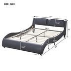 Lit plateforme capitonné en similicuir avec éclairage LED