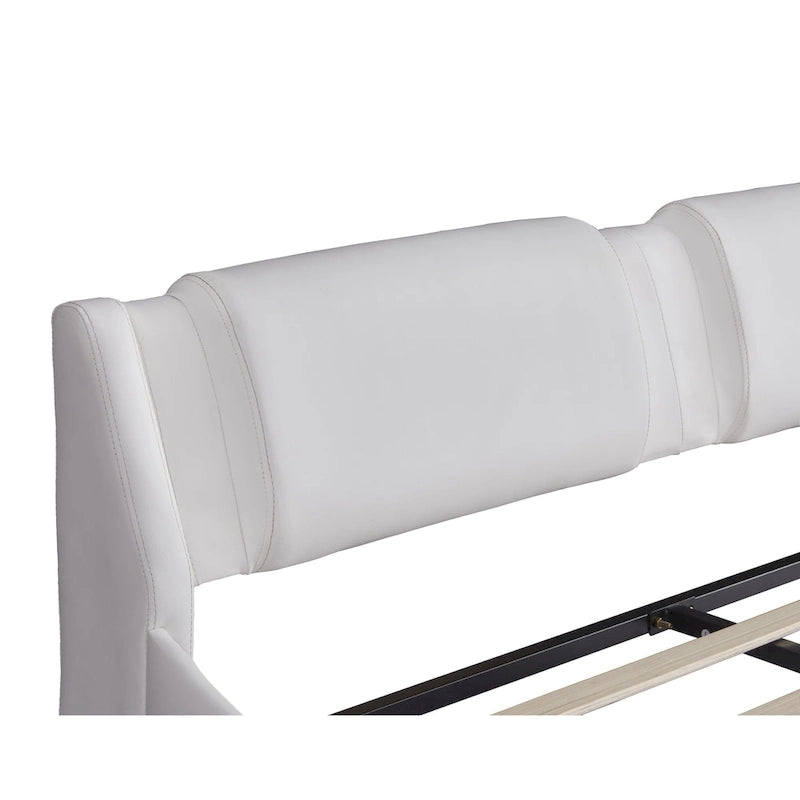 Lit plateforme capitonné en similicuir avec éclairage LED