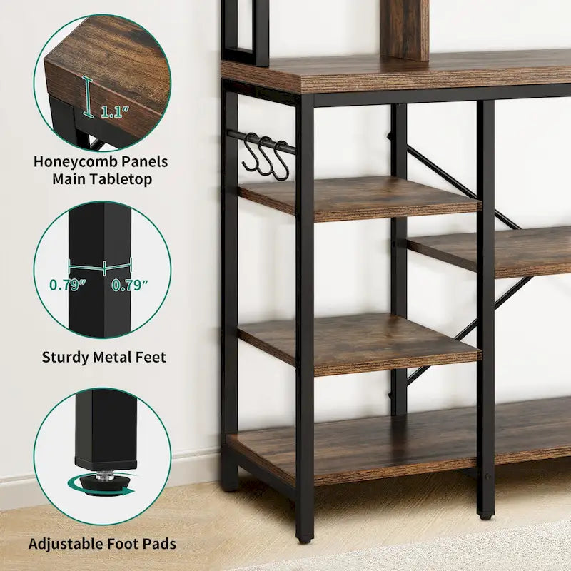 Étagère de rangement utilitaire Moasis Kitchen Bakers Rack avec prises électriques et support pour four à micro-ondes