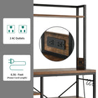 Étagère de rangement utilitaire Moasis Kitchen Bakers Rack avec prises électriques et support pour four à micro-ondes