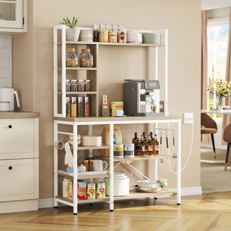 Étagère de rangement utilitaire Moasis Kitchen Bakers Rack avec prises électriques et support pour four à micro-ondes