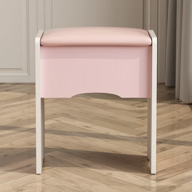 Ensemble coiffeuse avec miroir lumineux, étagères et tiroirs de rangement, blanc - 80 cm (L) x 40 cm (l) x 140 cm (H)