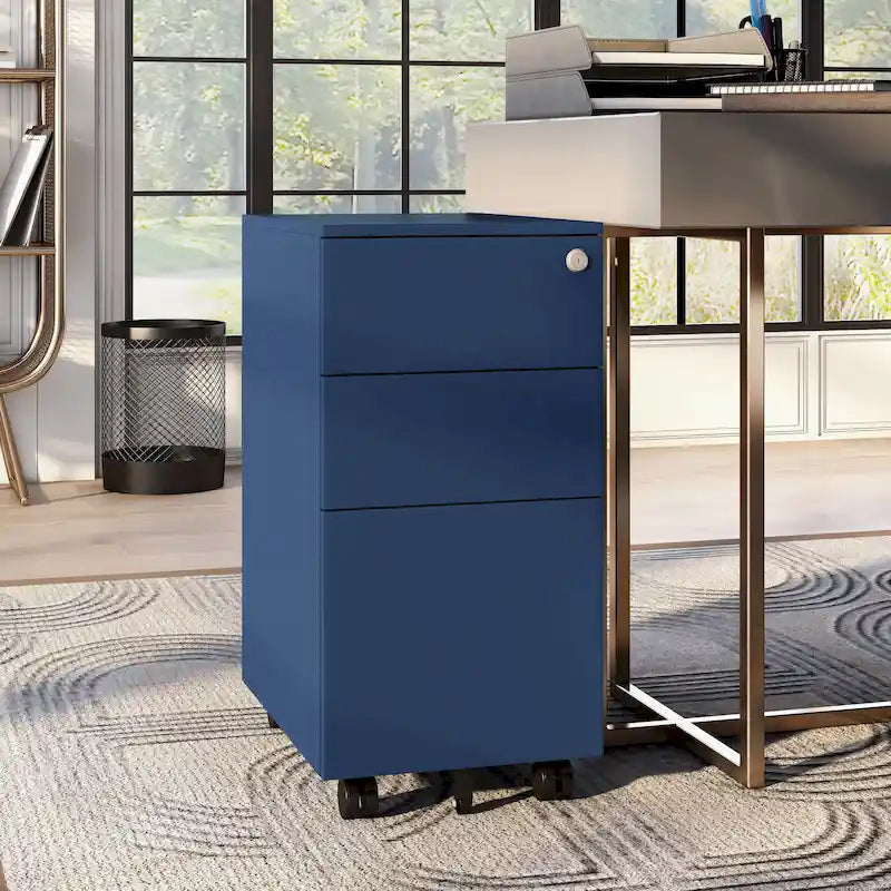 Classeur mobile à 3 tiroirs verrouillables Owen Urban en métal mat de Furniture of America