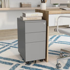 Classeur mobile à 3 tiroirs verrouillables Owen Urban en métal mat de Furniture of America