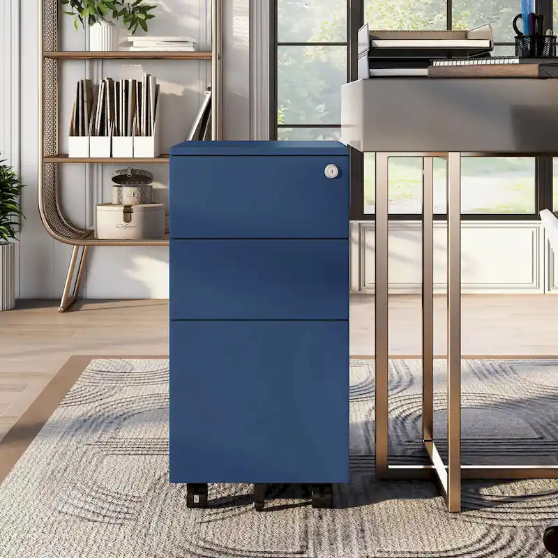 Classeur mobile à 3 tiroirs verrouillables Owen Urban en métal mat de Furniture of America